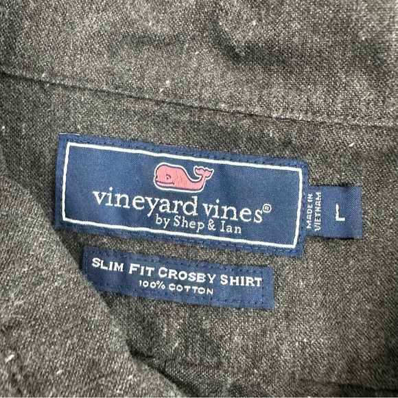 Vineyard Vines Men’s Large Speckled Charcoal Gray Long Sleeve Button Down Shirt - Picture 5 of 9
